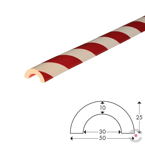 Elastyczny profil ostrzegawczo-ochronny KNUFFI typ R30, biały/czerwony, 5000 mm