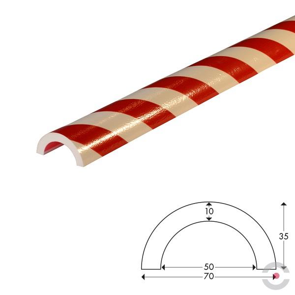 Elastyczny profil ostrzegawczo-ochronny KNUFFI typ R50, biały/czerwony, 1000 mm