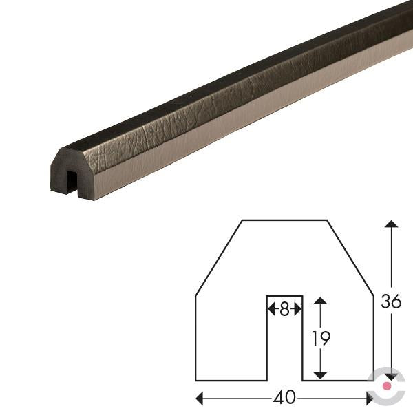 Elastyczny profil ostrzegawczo-ochronny typ BB, czarny, 1000 mm