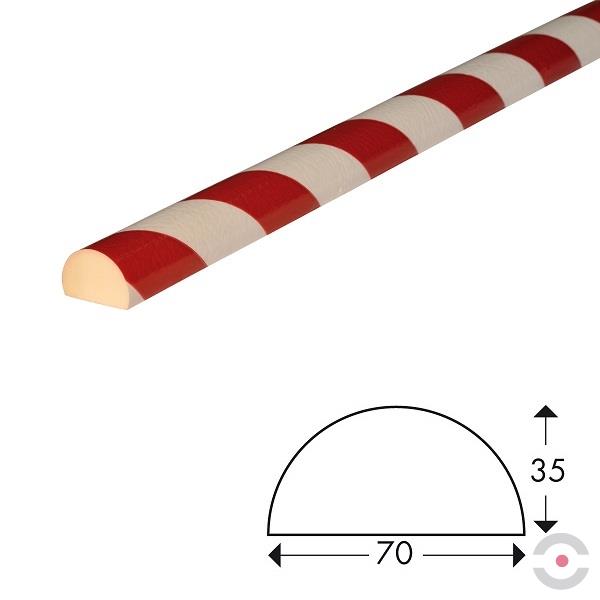 Elastyczny profil ostrzegawczo-ochronny typ C+, biały/czerwony, 1000 mm