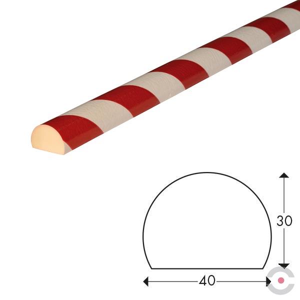 Elastyczny profil ostrzegawczo-ochronny typ C, biały/czerwony, 5000 mm