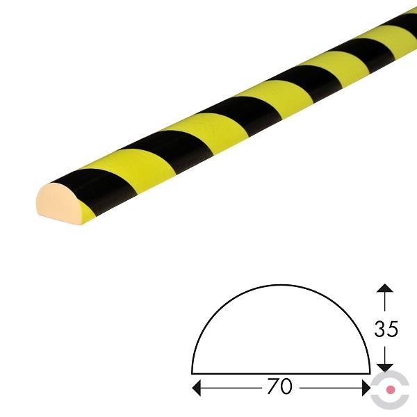 Elastyczny profil ostrzegawczo-ochronny typ C+, żółty/czarny odblaskowy, 1000 mm