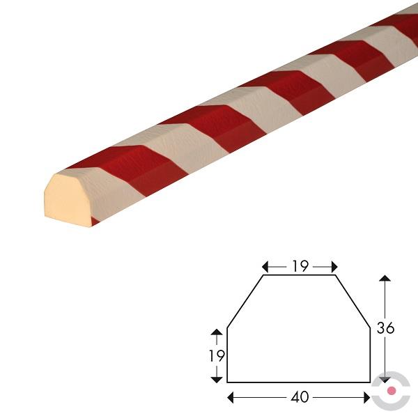 Elastyczny profil ostrzegawczo-ochronny typ CC, biały/czerwony, 1000 mm