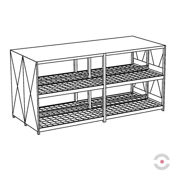 Magazyn substancji niebezpiecznych Topserw, (wst.zmont.) WSC 2 poziomy/2 segmenty, 24*1000 l KTC/IBC, dwustronny, izolowany, 2*drzwi przesuwne