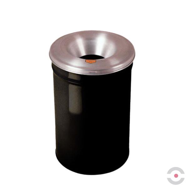 Pojemnik zabezpieczający na odpady papierowe, pokrywa aluminiowa, 23 l, czarny