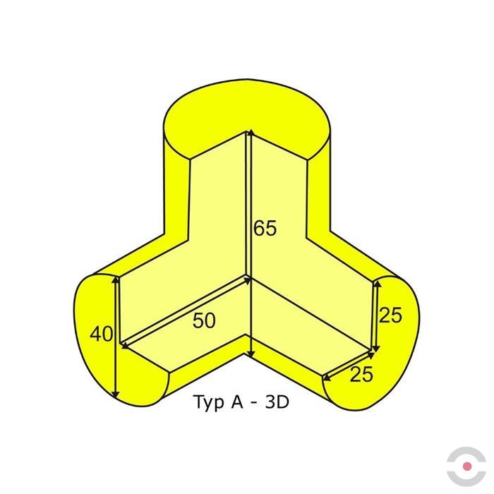 Profil ochronny narożnika blatu TYP A, 3 wymiarowy, biały
