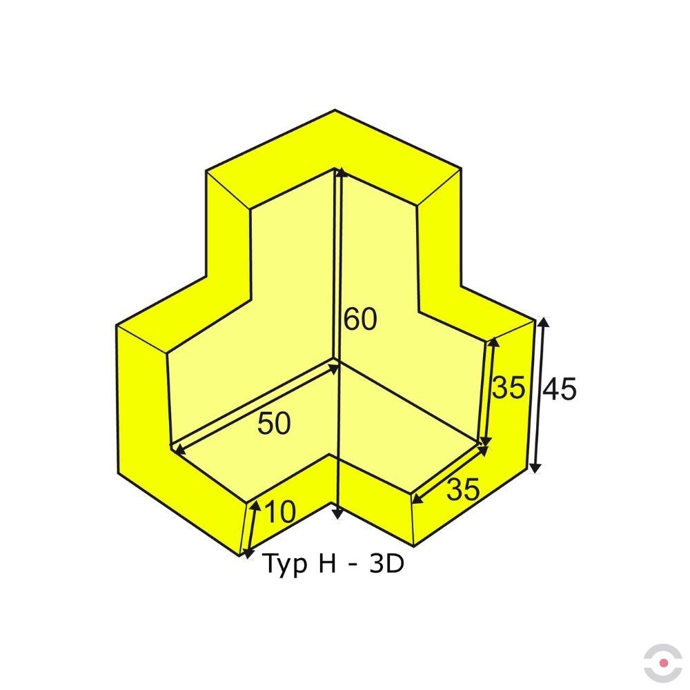 Profil ochronny narożnika blatu TYP H, 3 wymiarowy, biały
