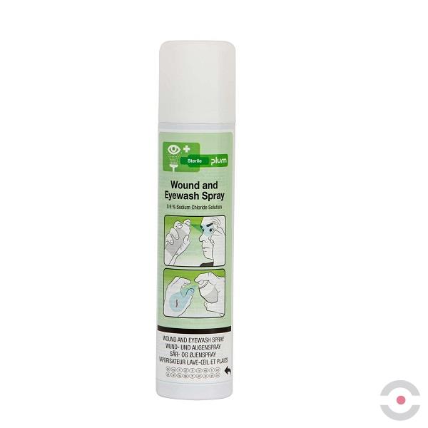 Spray do przemywania ran i oczu Plum, kwas/zasada, butelka 250 ml, chlorek sodu 0,9%