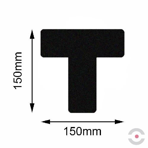 Taśma do wyznaczania ciągów komunikacyjnych, samoprzylepna, w kształcie litery T, 150*150 mm, czarna, 10 sztuk