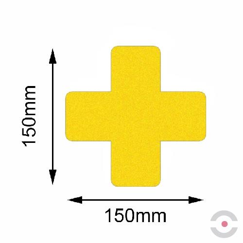 Taśma do wyznaczania ciągów komunikacyjnych, samoprzylepna, krzyż, 150*150 mm, żółta, 10 sztuk