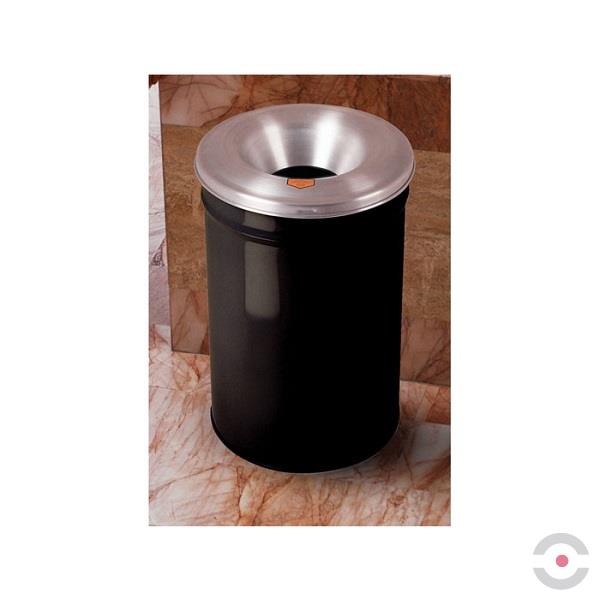 Pojemnik zabezpieczający na odpady papierowe, pokrywa aluminiowa, 23 l, czarny 2