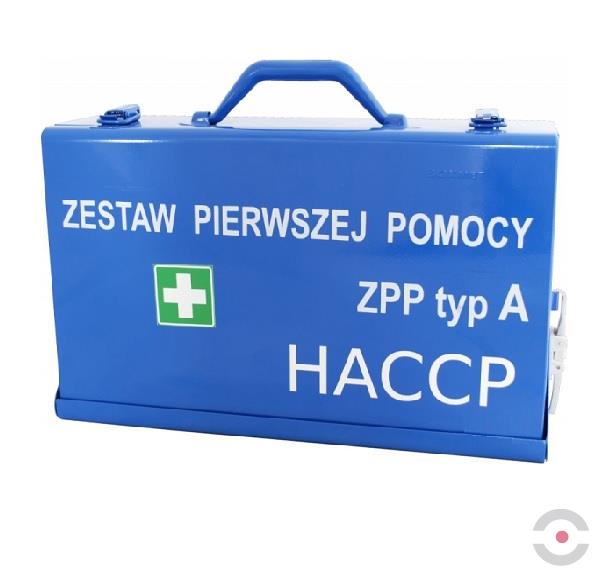 Zestaw pierwszej pomocy Topserw HACCP typ A, stalowa walizka, kolor niebieski