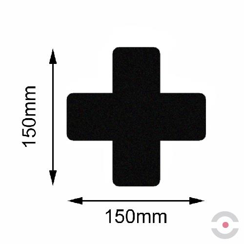 Taśma do wyznaczania ciągów komunikacyjnych, samoprzylepna, krzyż, 150*150 mm, czarna, 10 sztuk