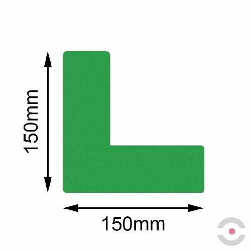 Taśma do wyznaczania ciągów komunikacyjnych, samoprzylepna, narożnik, 150*150 mm, zielona, 10 sztuk