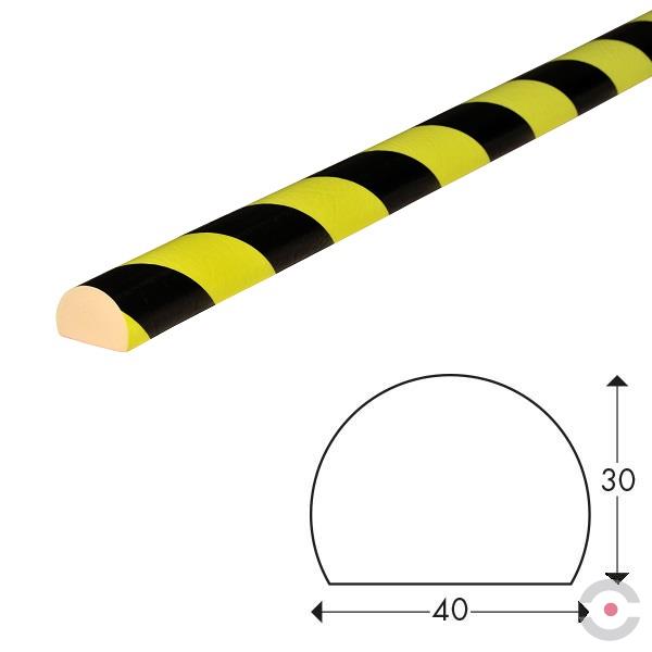 Elastyczny profil ostrzegawczo-ochronny typ C, żółty/czarny odblaskowy, 5000 mm 2