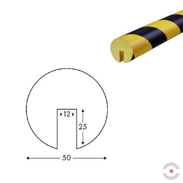 Profil ochronny TYP B+, żółto - czarny, 1 m, wycięcie 12 mm 2