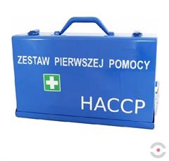 Zestaw pierwszej pomocy HACCP typ B, stalowa walizka, kolor niebieski