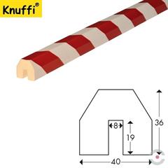 Elastyczny profil ostrzegawczo-ochronny typ BB, biały/czerwony, 5000 mm
